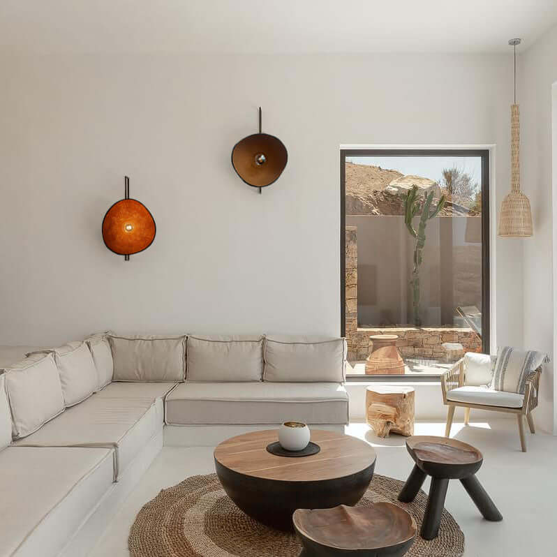 handcrafted lightweight concrete pendant lamp Sculptural ceiling light Lunar artistic lighting piece