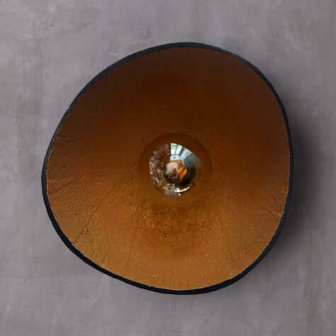 handcrafted lightweight concrete pendant lamp Sculptural ceiling light Lunar artistic lighting piece