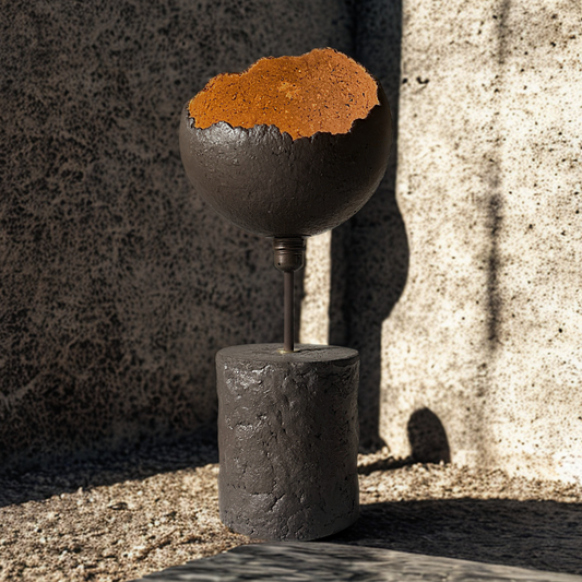 concrete designer concrete table lamp with wabi sabi handmade shade in concrete
