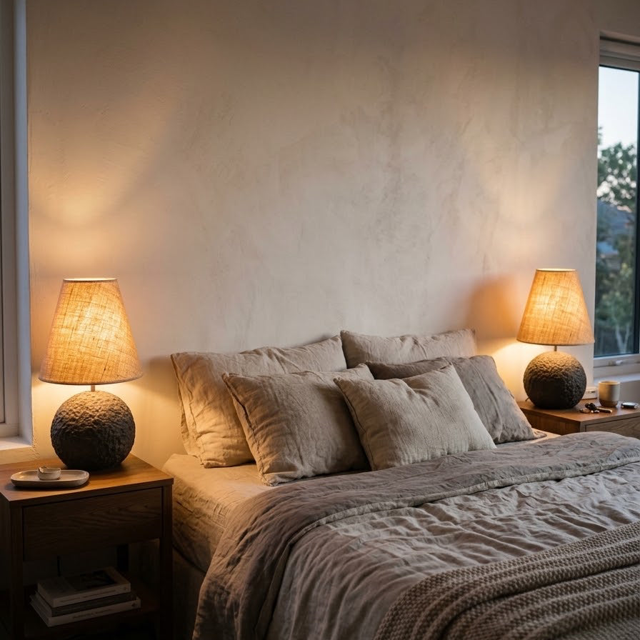 Orb 50 in Greige – Handcrafted Designer Concrete Table Lamp with Natural Jute Shade | Monolith collection