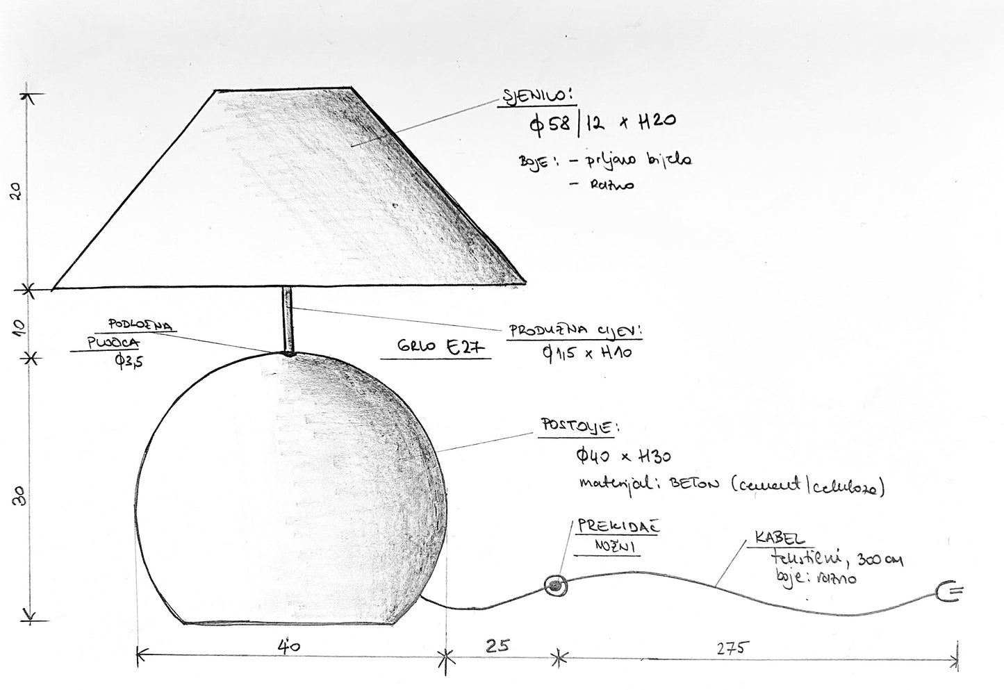Orb 60 – Handcrafted Concrete Floor or Table Lamp | Monolith collection