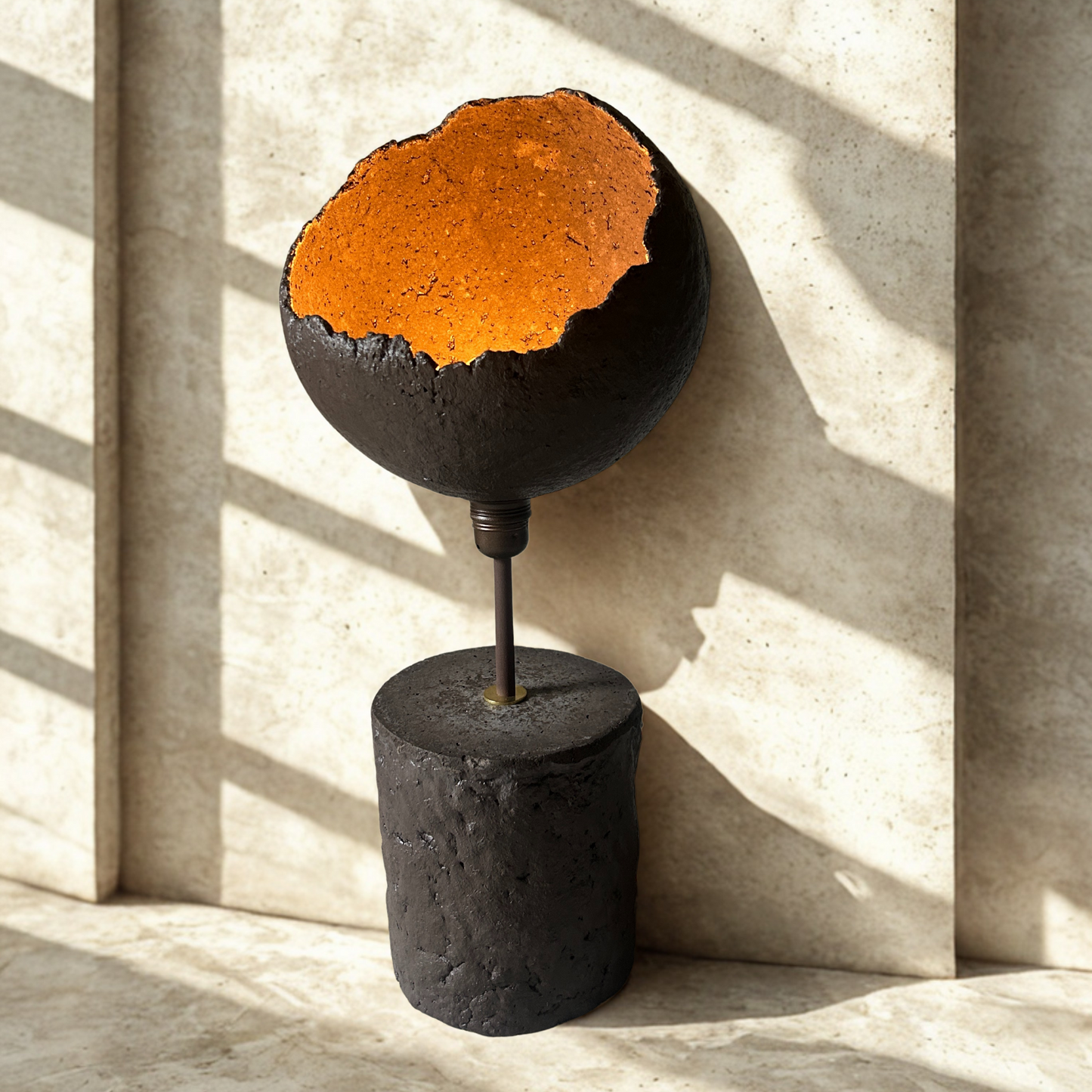 concrete designer concrete table lamp with wabi sabi handmade shade in concrete