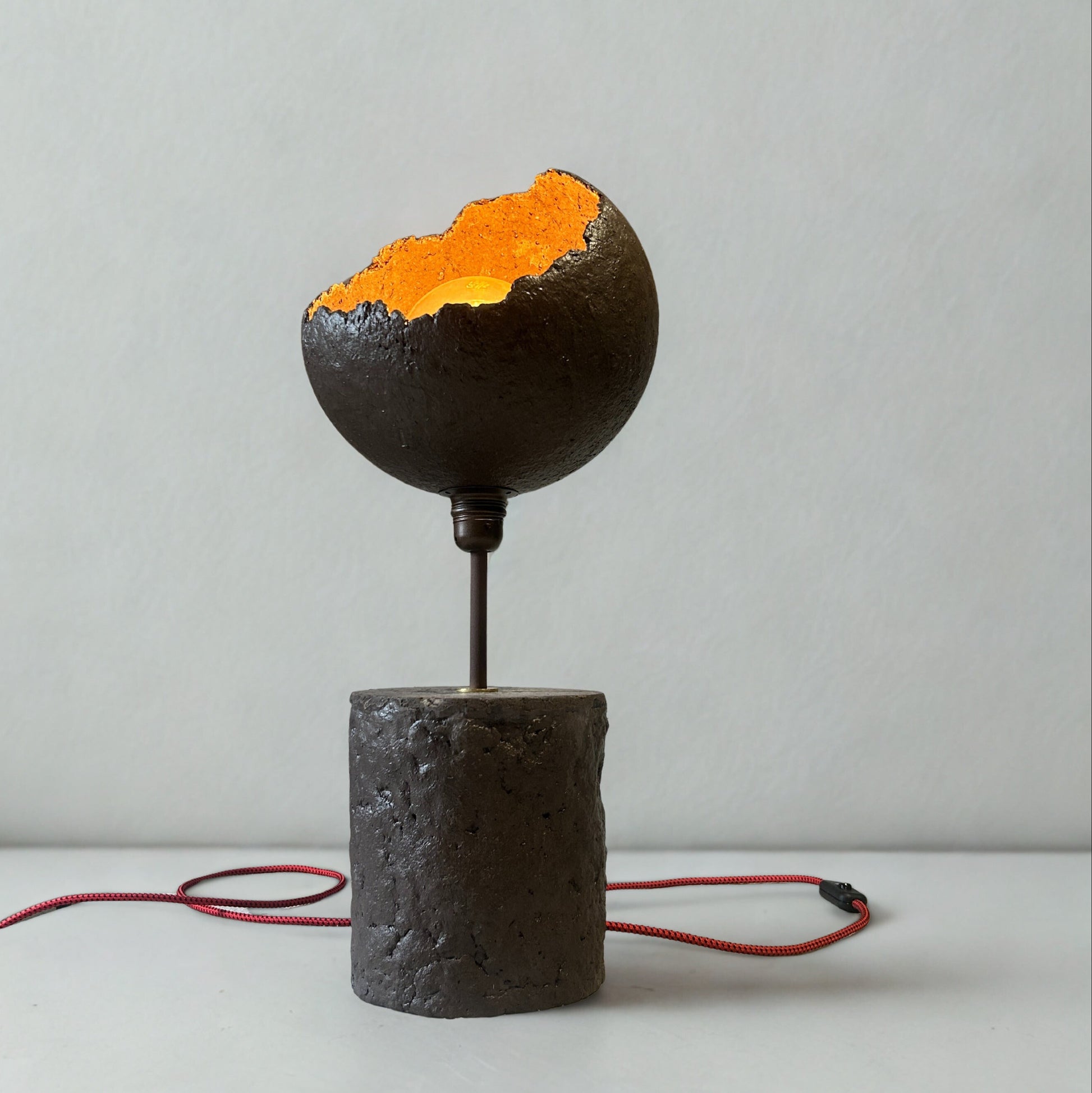 concrete designer concrete table lamp with wabi sabi handmade shade in concrete