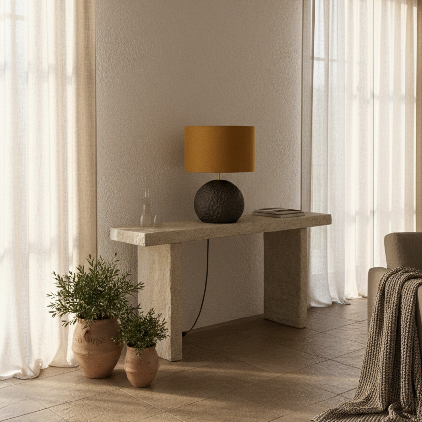 Modern interior styling with Orb 50 concrete table lamp