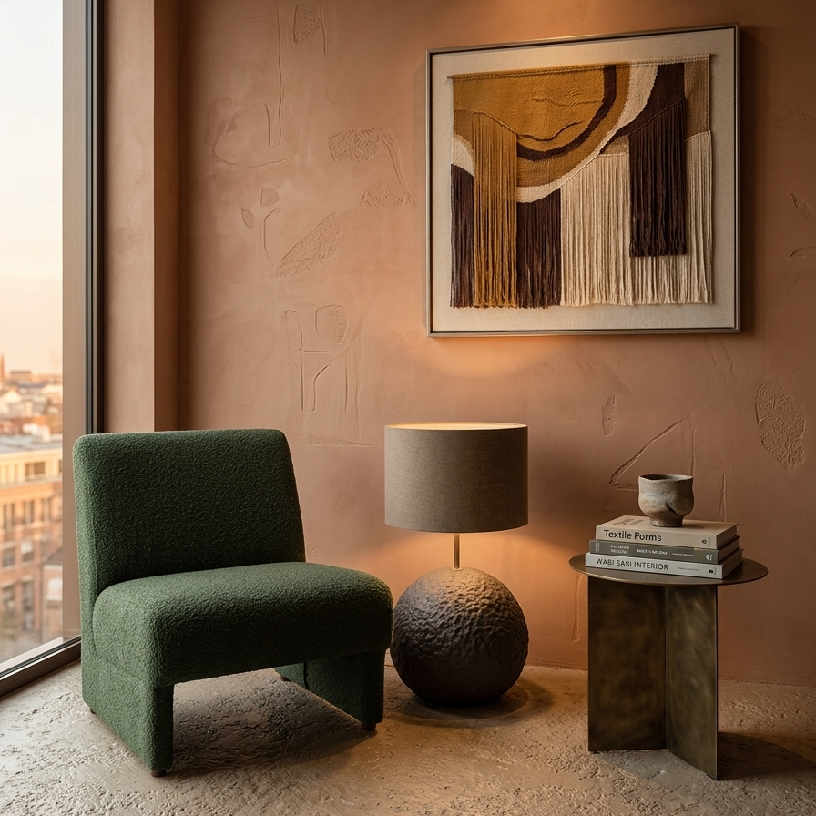 Sculptural concrete table lamp Orb 65 Monolith collection Handmade