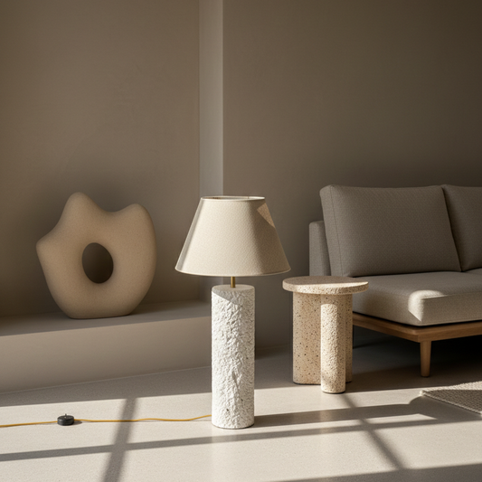 Ručni rad betonska podna lampa Pillar 90 sa sjenilom od jute

