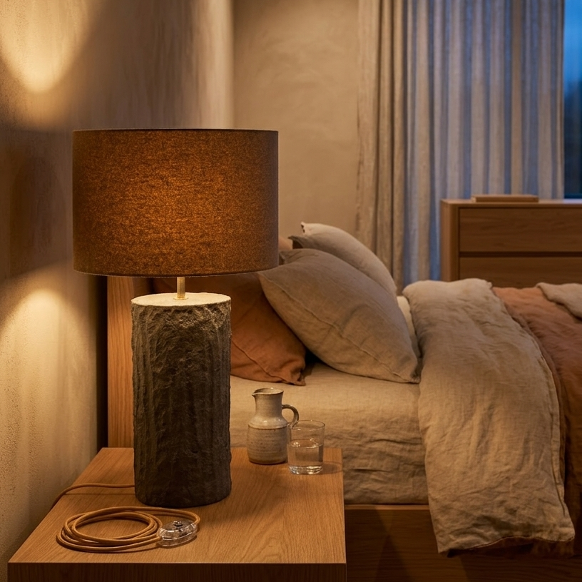 Contemporary interior with Pillar 90 grey concrete floor lamp
