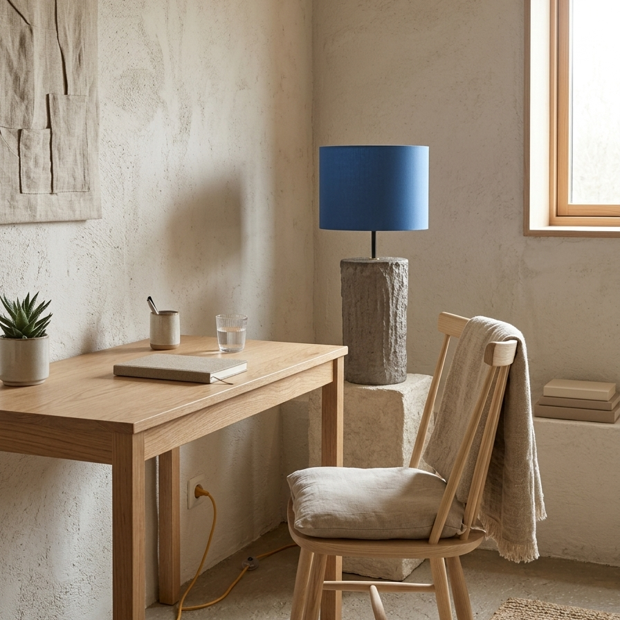 Minimalistička betonska podna lampa s toplim sjenilom
